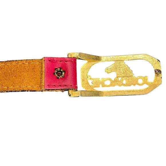Jordache Vintage 80s Pink Full Grain Leather Preppy Belt Women Medium 31”-35” - Picture 7 of 8